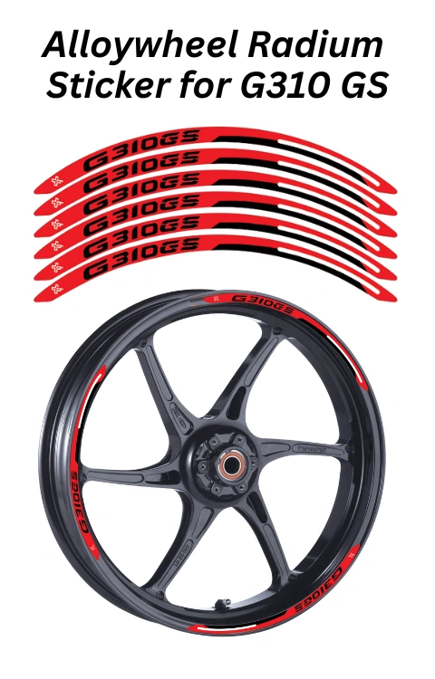 Alloy wheel Radium Sticker Compatible with G310 GS | Made in Premium Radium with FPF (Fade Protection Film), Waterproof, Precut Sticker, Pack Of 12